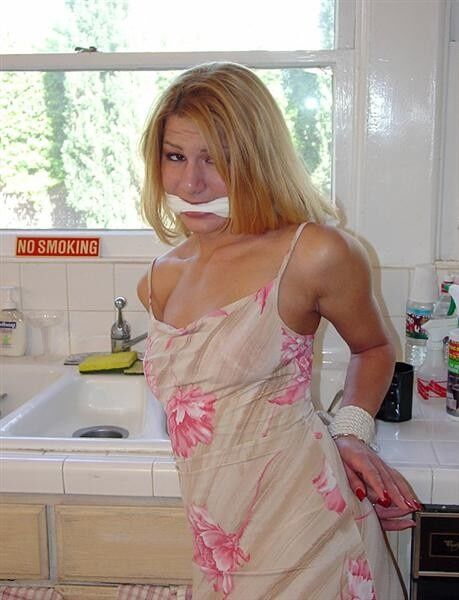 Free porn pics of Domestic Distress!! Barefoot Blonde Tied in her KItchen 10 of 69 pics