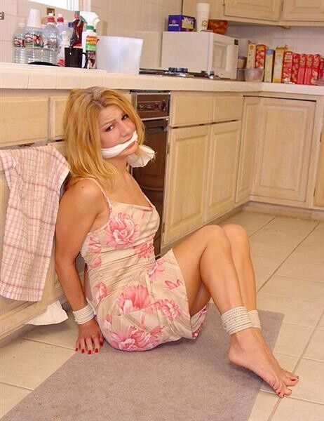 Free porn pics of Domestic Distress!! Barefoot Blonde Tied in her KItchen 17 of 69 pics