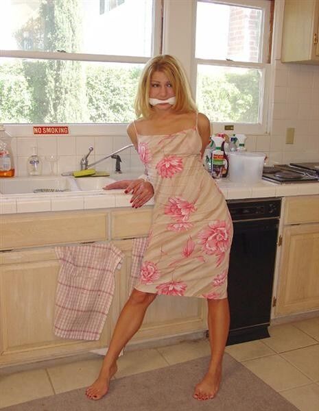 Free porn pics of Domestic Distress!! Barefoot Blonde Tied in her KItchen 11 of 69 pics