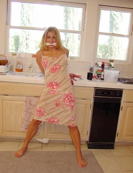 Free porn pics of Domestic Distress!! Barefoot Blonde Tied in her KItchen 12 of 69 pics