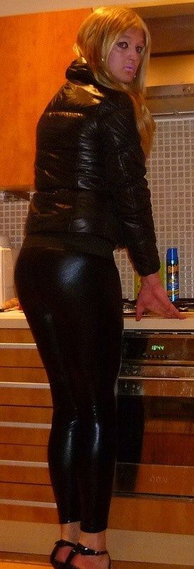 Free porn pics of sissy chav in black shiny leggings 2 of 14 pics