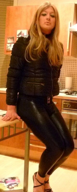 Free porn pics of sissy chav in black shiny leggings 3 of 14 pics
