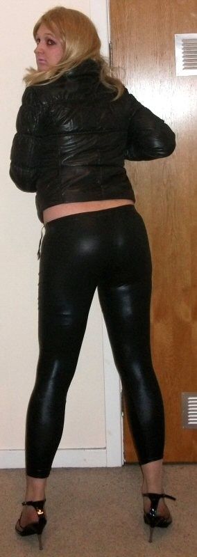 Free porn pics of sissy chav in black shiny leggings 1 of 14 pics