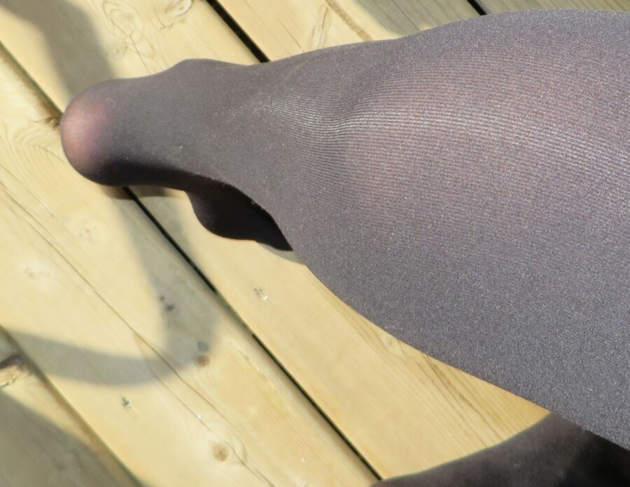 Free porn pics of Black Pantyhose On The Deck 4 of 12 pics