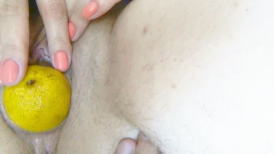 Free porn pics of MARY PULLING OUT THE LEMON FROM PUSSY 3 of 6 pics