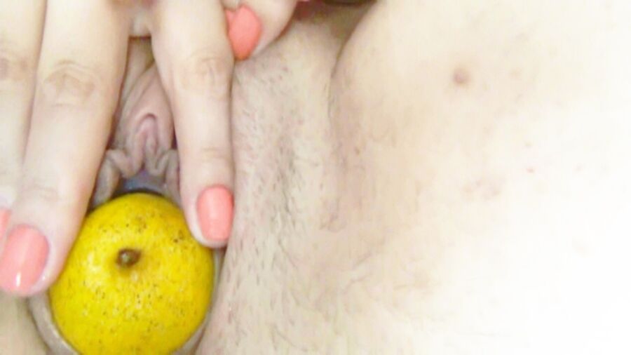 Free porn pics of MARY PULLING OUT THE LEMON FROM PUSSY 4 of 6 pics