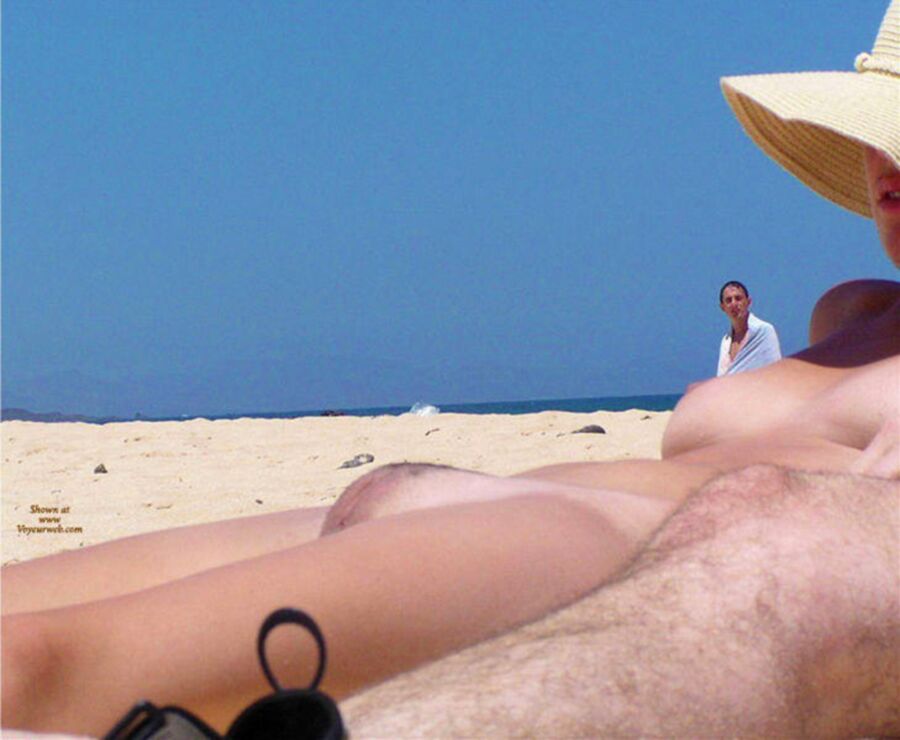Beach housewife couple POV