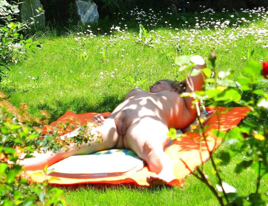 Free porn pics of Naked sunbathing wife accosted in garden 1 of 18 pics
