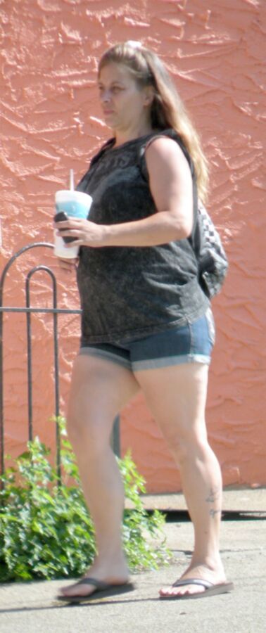 Free porn pics of Very thick older street walker in jeans, Full Belly Overhang 6 of 10 pics