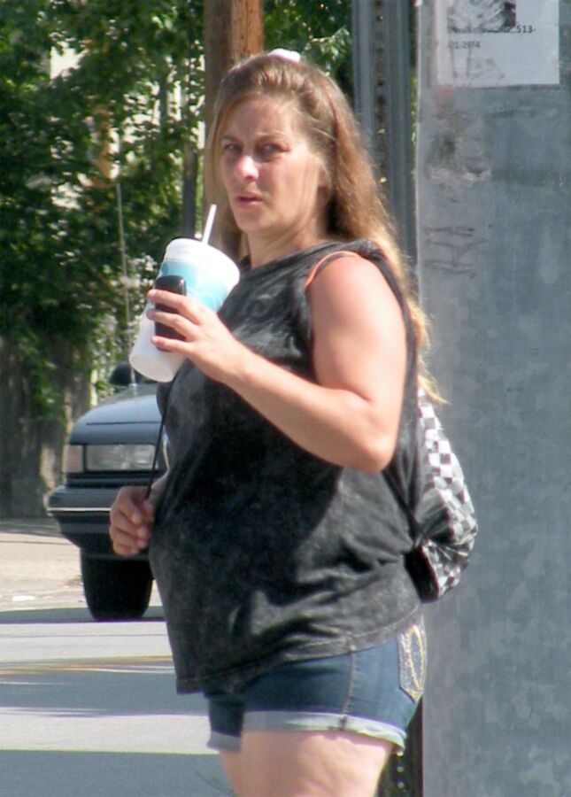 Free porn pics of Very thick older street walker in jeans, Full Belly Overhang 3 of 10 pics