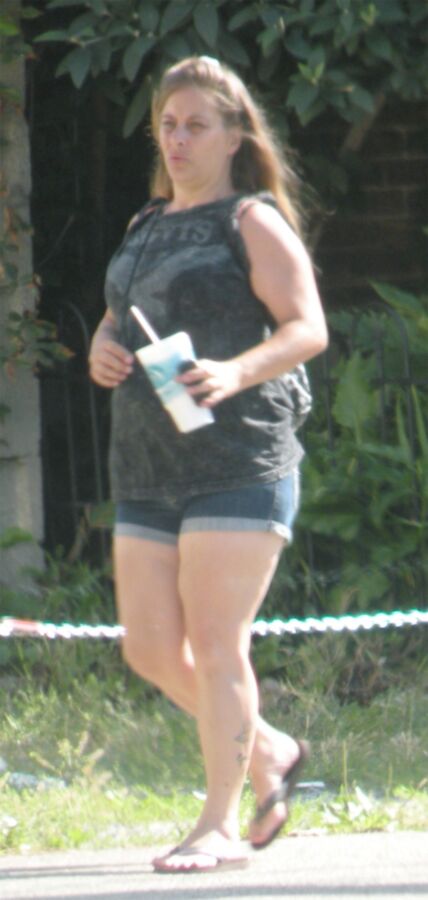 Free porn pics of Very thick older street walker in jeans, Full Belly Overhang 9 of 10 pics