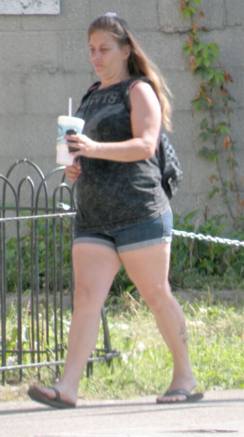 Free porn pics of Very thick older street walker in jeans, Full Belly Overhang 8 of 10 pics