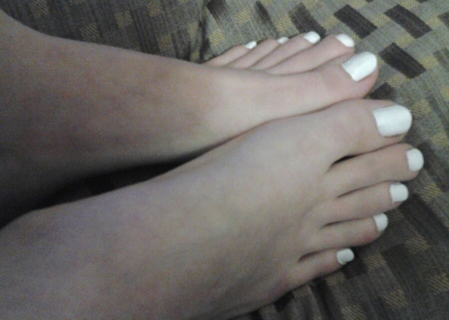 Free porn pics of My feet, white nails 4 of 7 pics