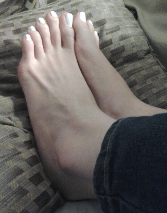 Free porn pics of My feet, white nails 5 of 7 pics