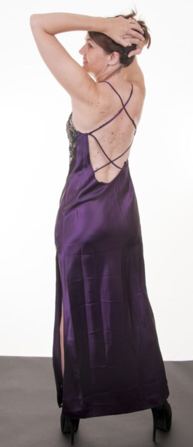 Free porn pics of FoxyGirl - Purple Silk Dress 9 of 30 pics