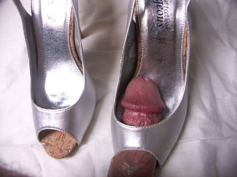 Free porn pics of new silver heels shoefuck 16 of 23 pics