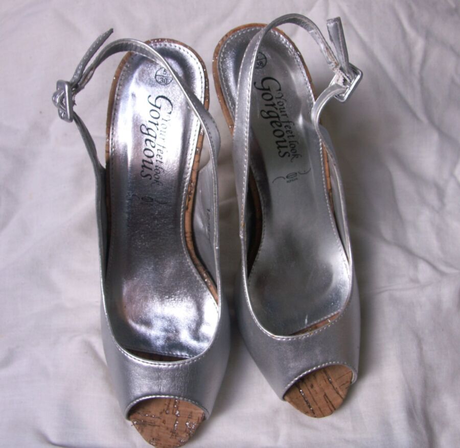 Free porn pics of new silver heels shoefuck 1 of 23 pics