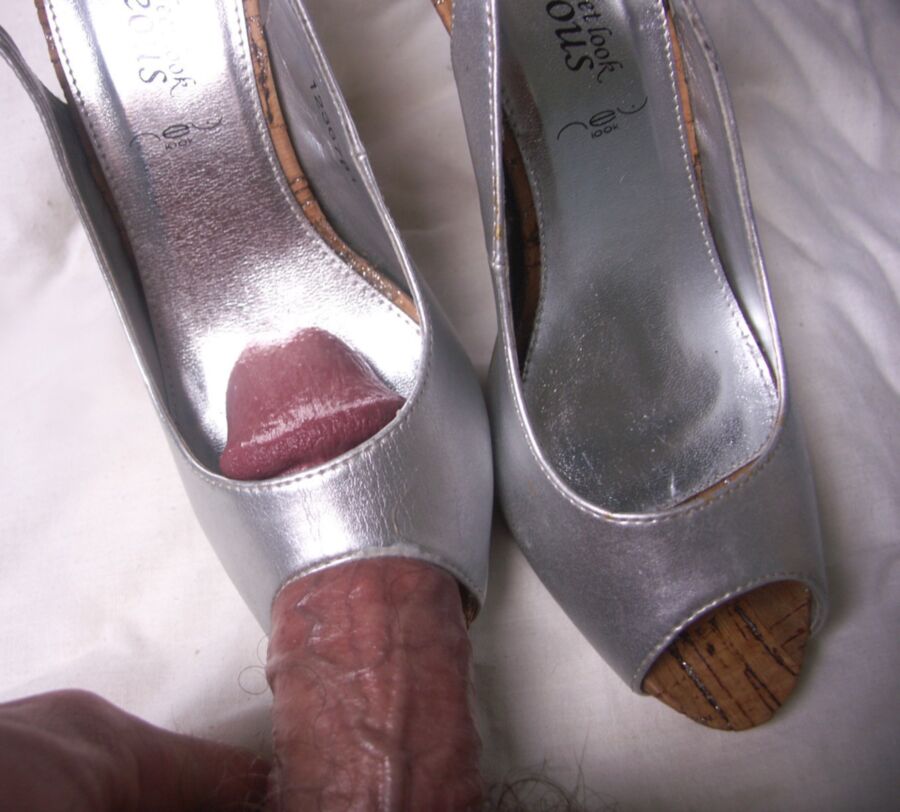 Free porn pics of new silver heels shoefuck 9 of 23 pics